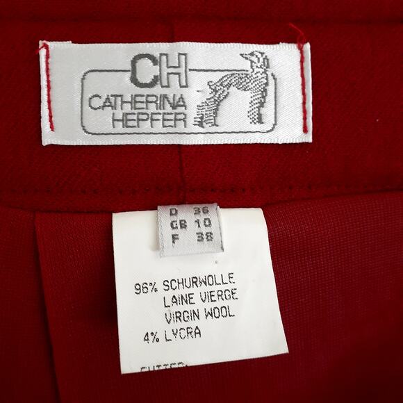 Vintage Catherina Hepfer Red Wool Midi Pencil Skirt Size D36 F 38 GB 10 - Picture 2 of 6